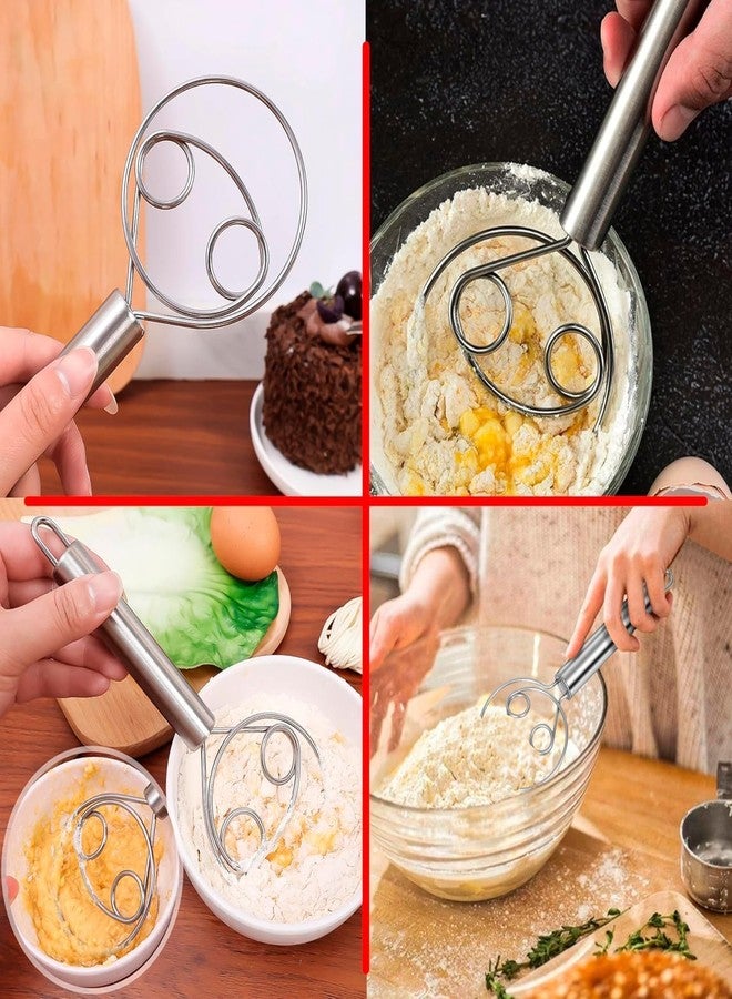 SHOPER ZONE Stainless Steel Dough Dutch Whisk Hand Mixer Artisan Blender for Egg, Bread, Cake, Pastry, Pizza Dough - Perfect Baking Tools, Whisking, Tirring Kitchen Tools (Pack of 2) - Image 5